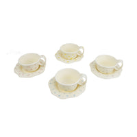 Mixed flower-pattern ceramic coffee cup and saucer set, 260 ml