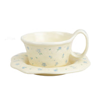 Blue flower ceramic coffee cup and saucer set, 260 ml