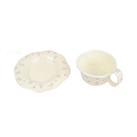 Flower-pattern ceramic coffee cup and saucer set with 260 ml capacity