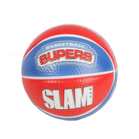 Mini PU basketball with red, blue, and white panels and “SUPERS” and “SLAM” text.