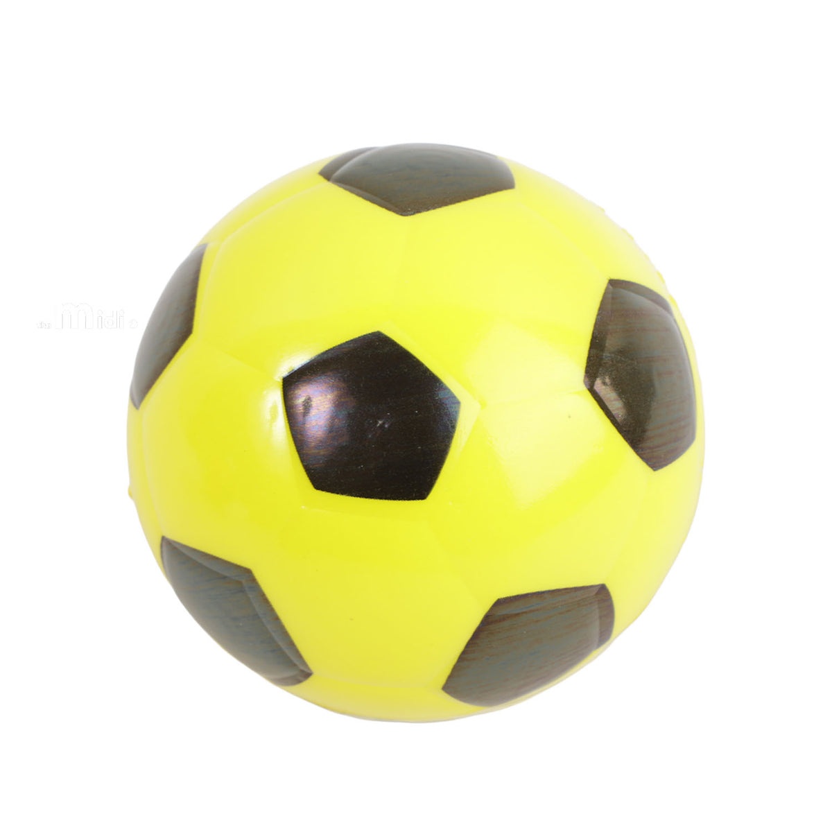 10cm PU soccer ball in yellow with black pentagon panels