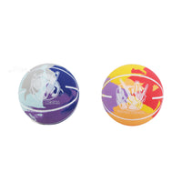 Mini basketball set of two, blue/purple and red/yellow mech designs