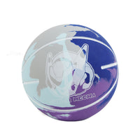 Mini basketball with blue and purple mech logo graphic