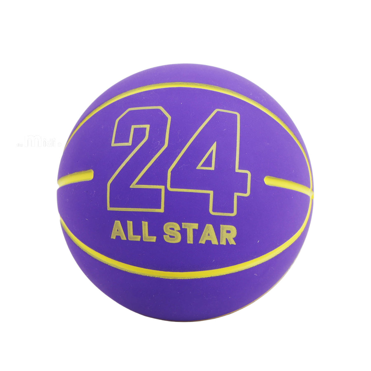 6 cm mini basketball, purple with “24” and “ALL STAR” text