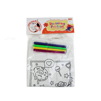 DIY shoulder bag paint set packaging with white canvas bag and marker pens