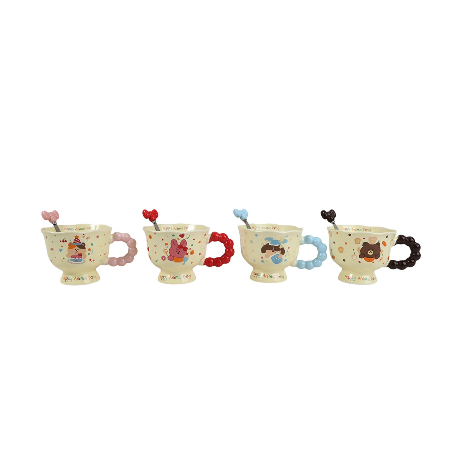 360ml Cute Cartoon High-Foot Ceramic Cup/Mixed