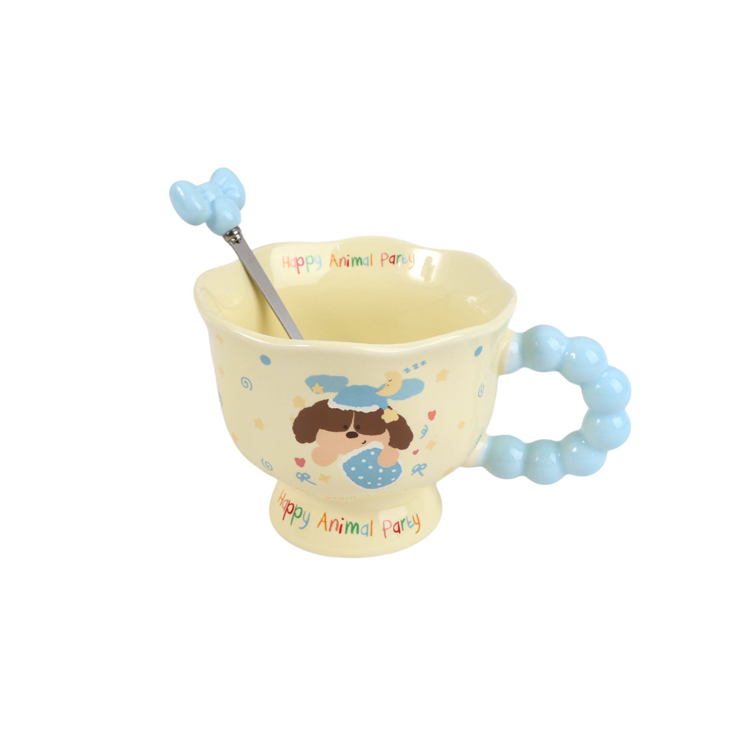 360ml Cute Cartoon High-Foot Ceramic Cup/Mixed