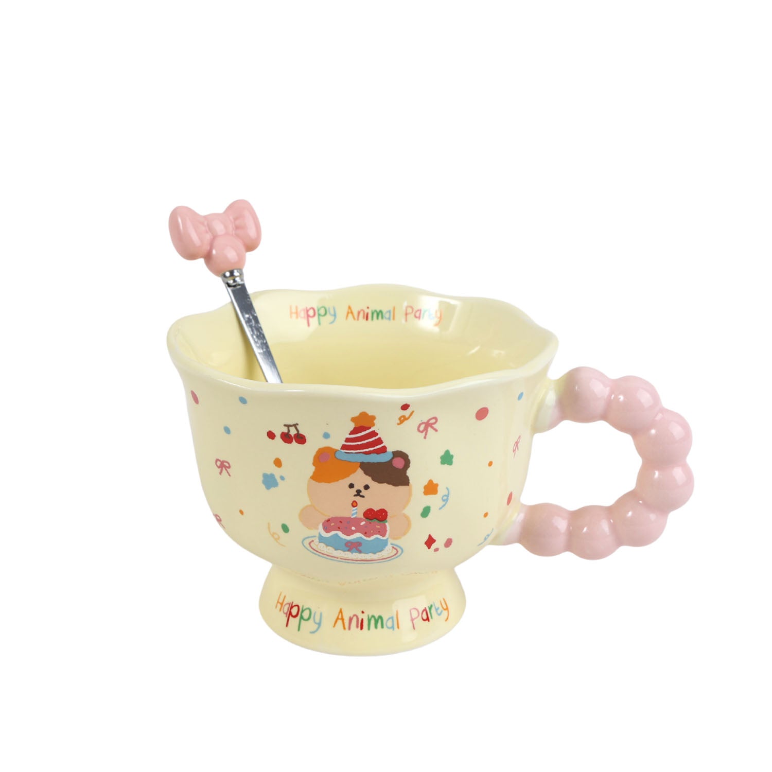 360ml Cute Cartoon High-Foot Ceramic Cup/Mixed