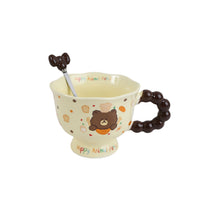 360ml Cute Cartoon High-Foot Ceramic Cup/Mixed