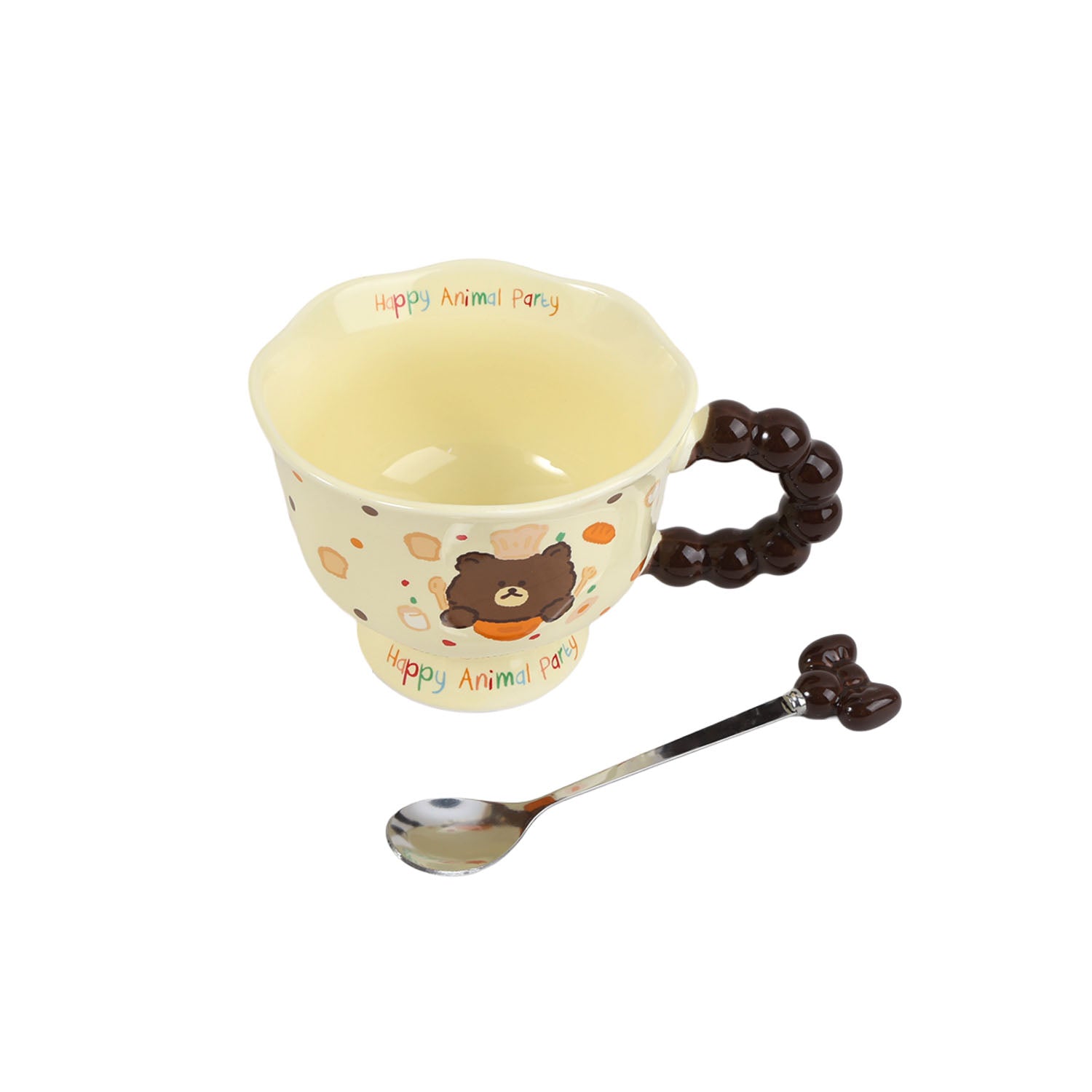 360ml Cute Cartoon High-Foot Ceramic Cup/Mixed