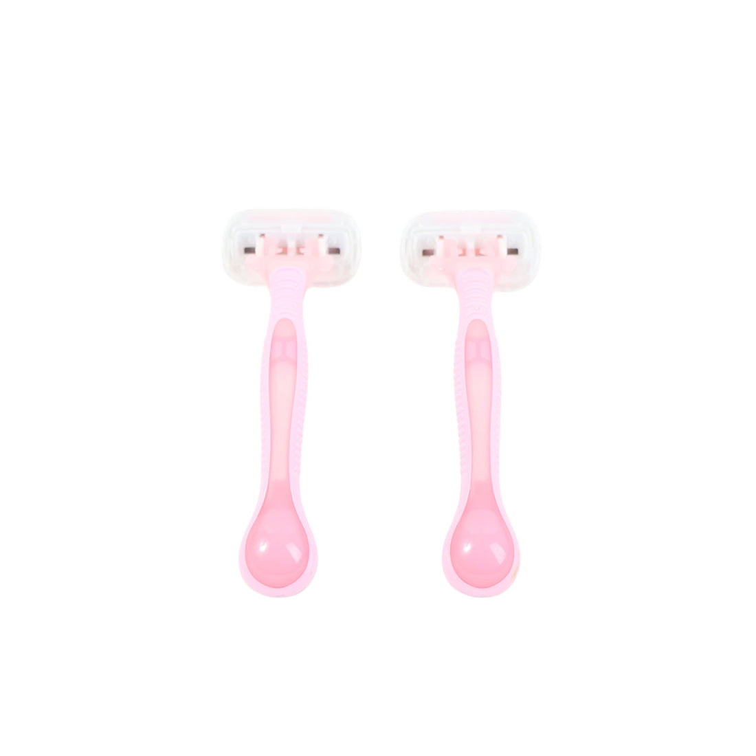 Pink women's disposable razors, two-pack with white shaving heads