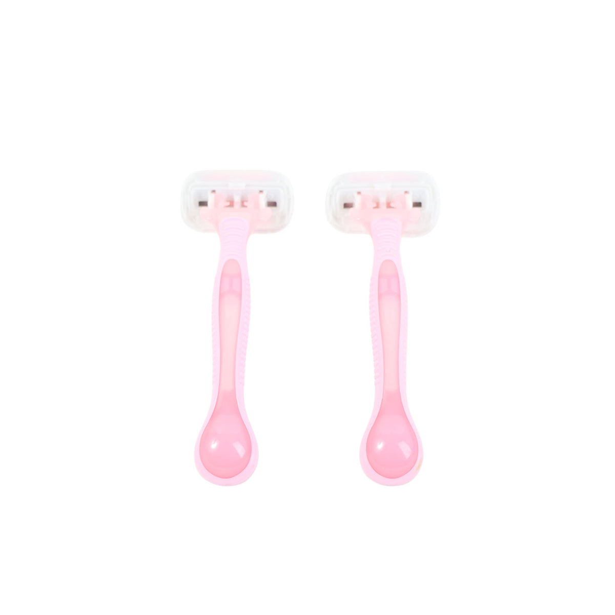 Pink women's disposable razors, two-pack with white shaving heads