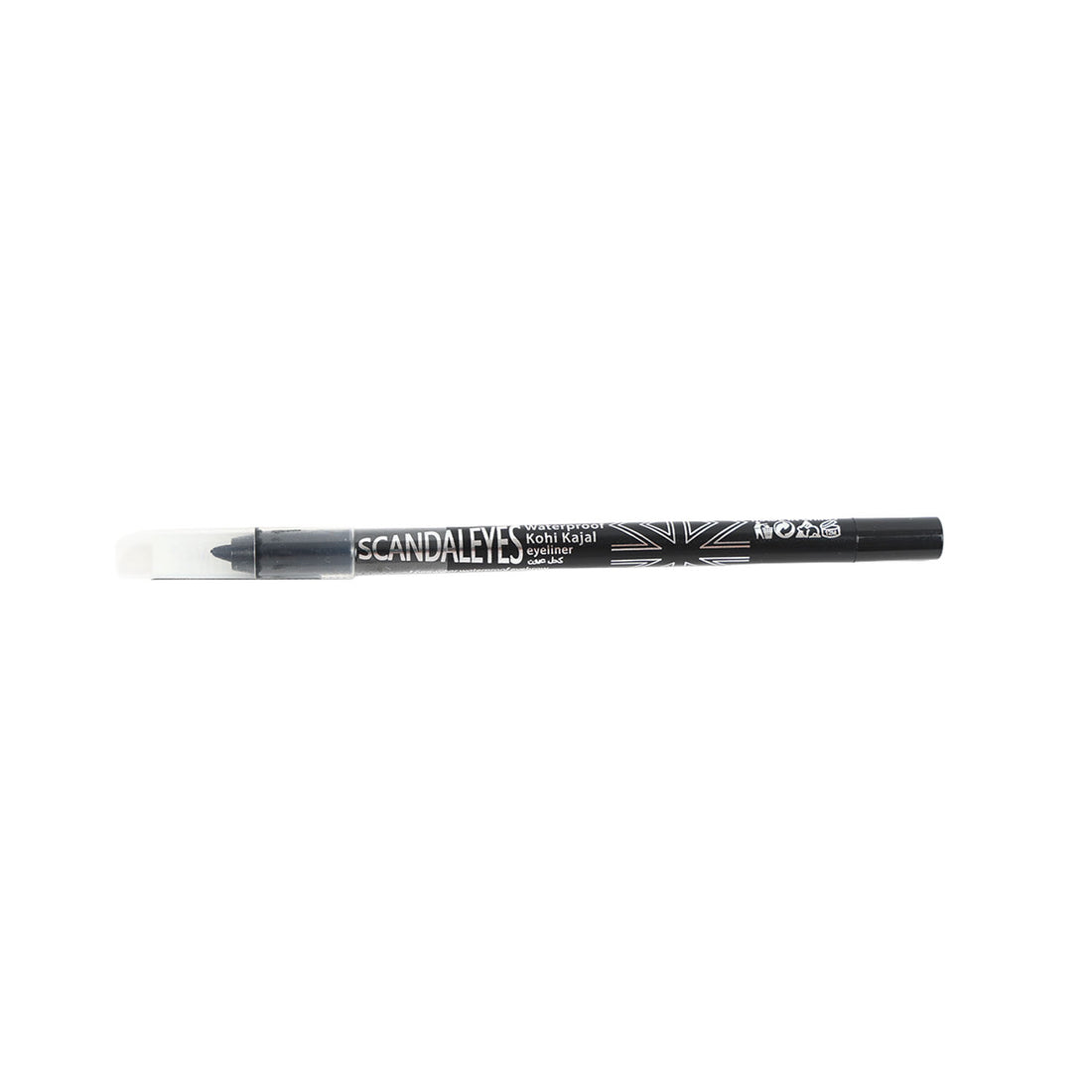 Black waterproof kohl kajal eyeliner pencil in side view