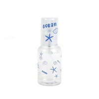 70ml travel spray bottle with blue ocean print and starfish, translucent plastic