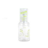 70ml travel spray bottle with green ocean print and sea creatures, translucent plastic