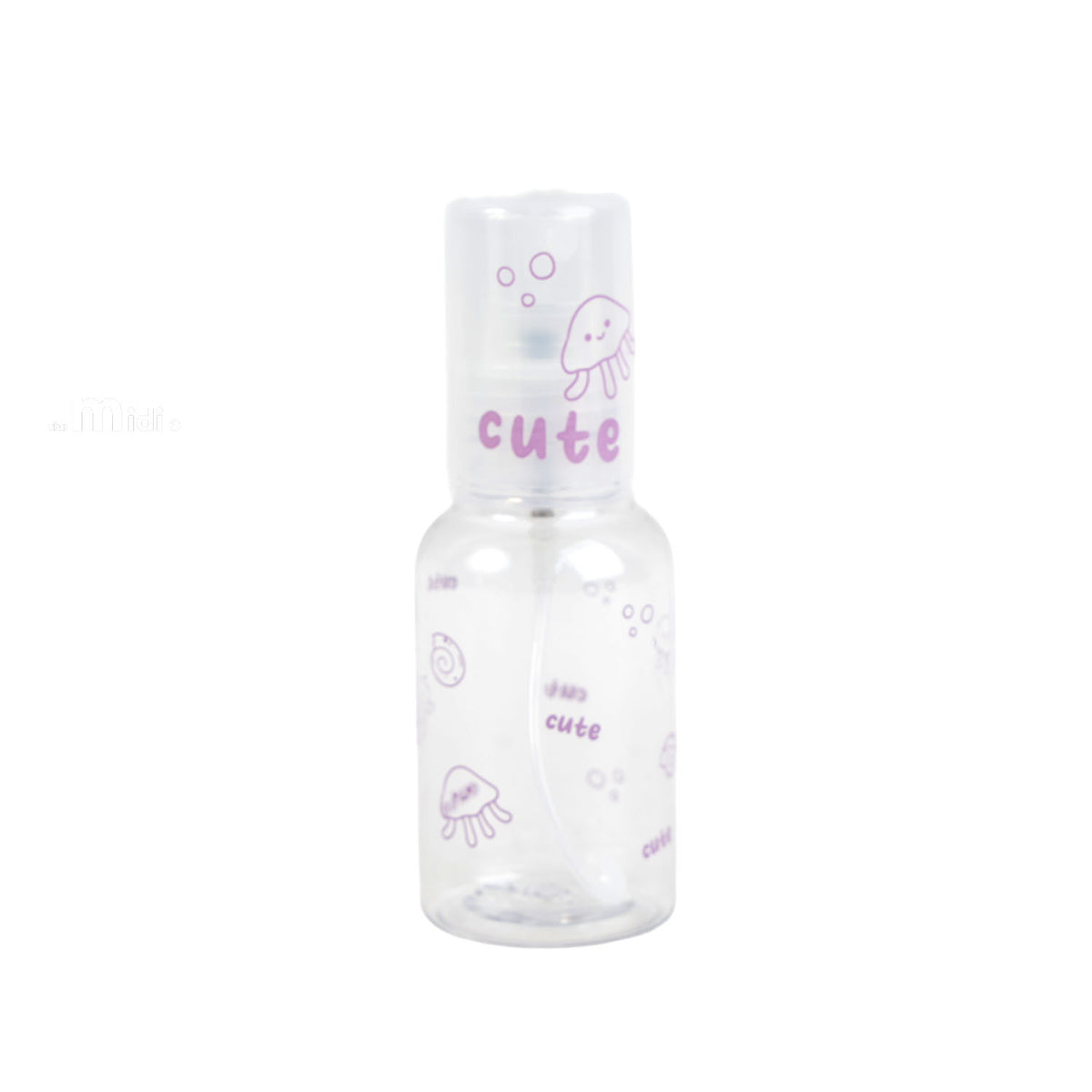 70ml travel spray bottle with pink cute ocean print, translucent plastic