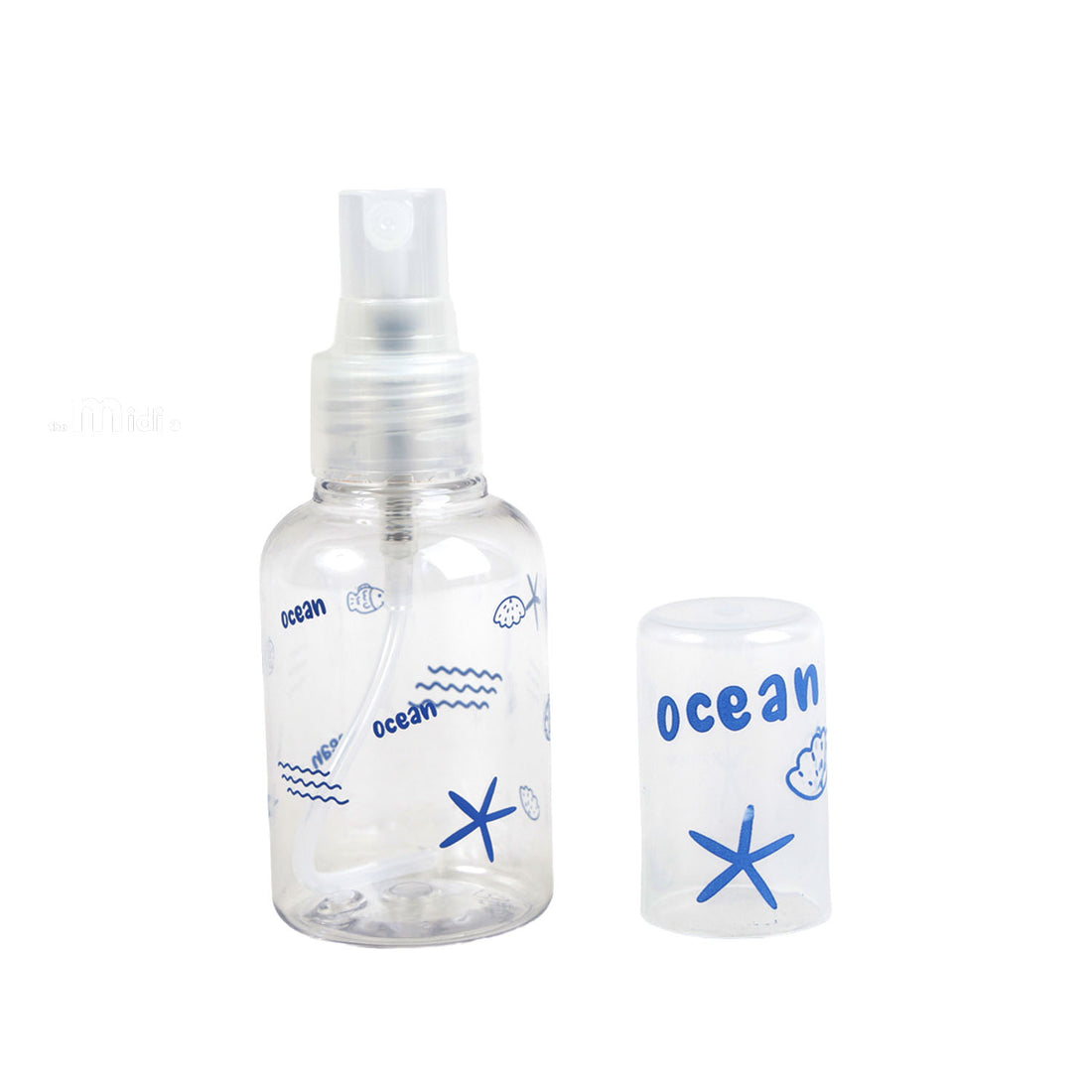 Blue ocean travel empty spray bottle with fine mist pump and clear body