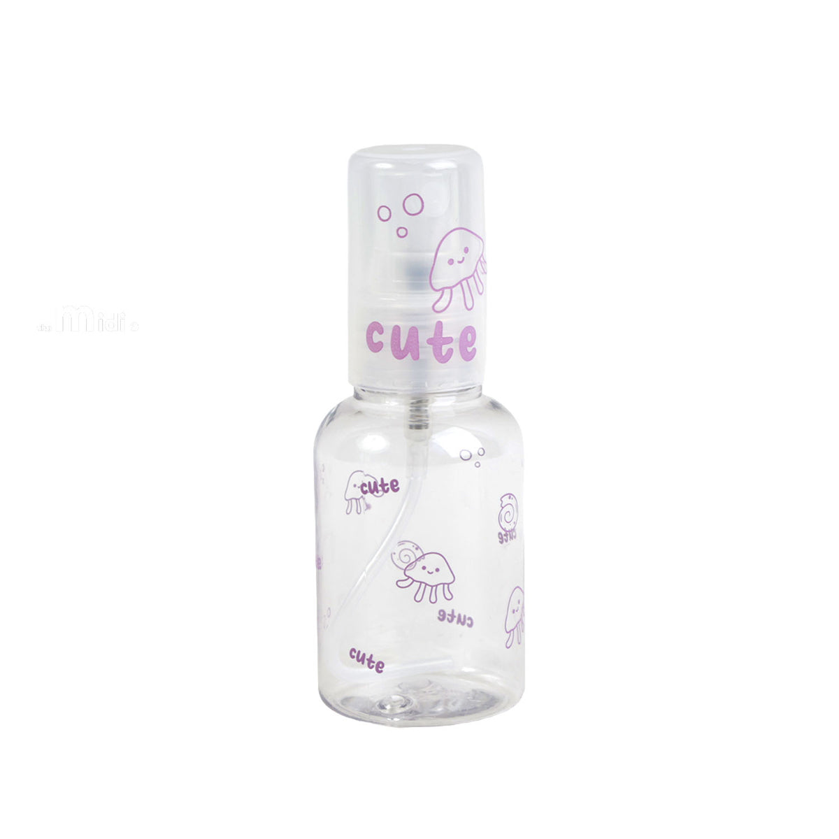 Purple cute travel empty spray bottle with fine mist pump and clear body
