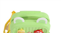 Children's backpack top with zipper and light green handles
