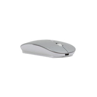 Grey wireless mouse side view with USB port