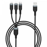 كابل شاحن متعدد الاستخدامات مع توصيل Type-C وMicro USB وLightning