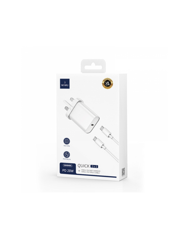2 - شاحن WWU سريع 20 واط مع كابل USB-C و Lightning