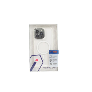 White phone cover case with MagSafe-style ring and camera cutouts