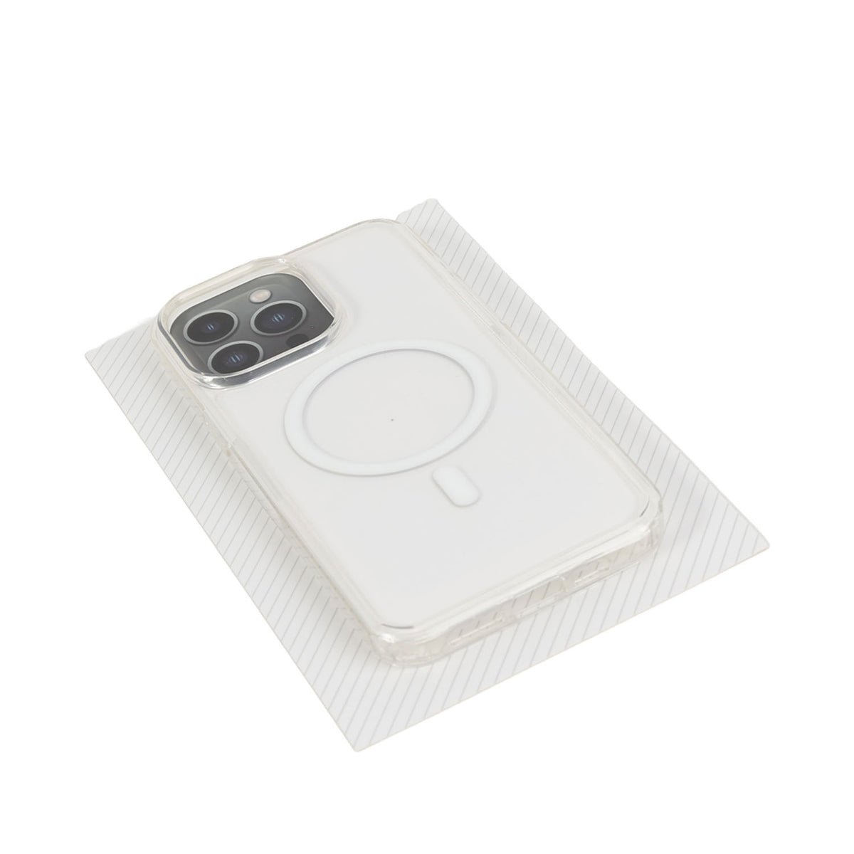 White phone cover case with circular ring area and raised camera cutout