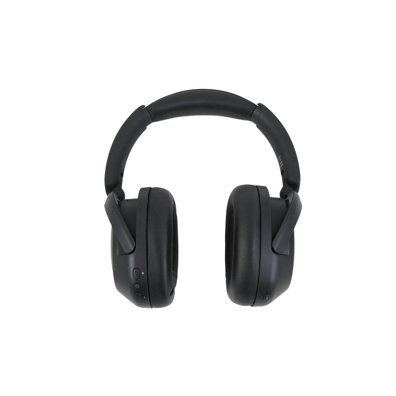Black over-ear pilot headset front view with dual ear cups