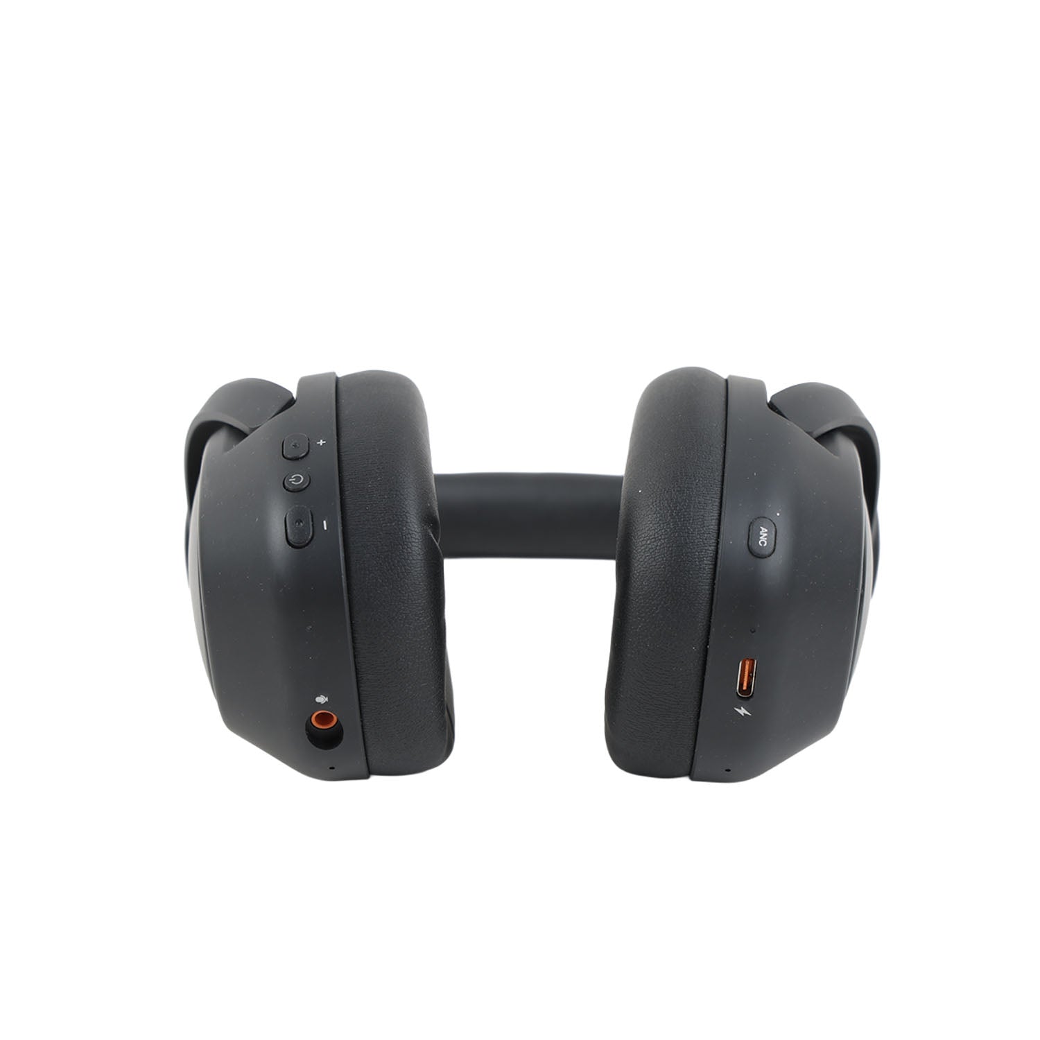 Black over-ear pilot headset with side controls and indicator lights