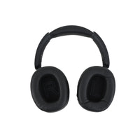 Black over-ear pilot headset ear pads with L and R markings on cushions