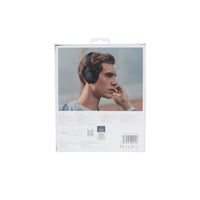 Wireless over-ear headphones retail box with back label and headset photo.