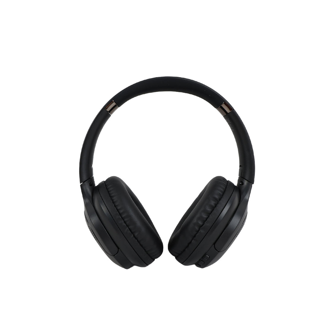 Wireless over-ear headphones, black closed-back ear cups with adjustable headband.