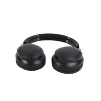 Wireless over-ear headphones, black ear cup controls and side housing.