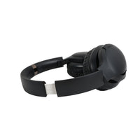 Wireless over-ear headphones, black headband with silver-colored slider detail.