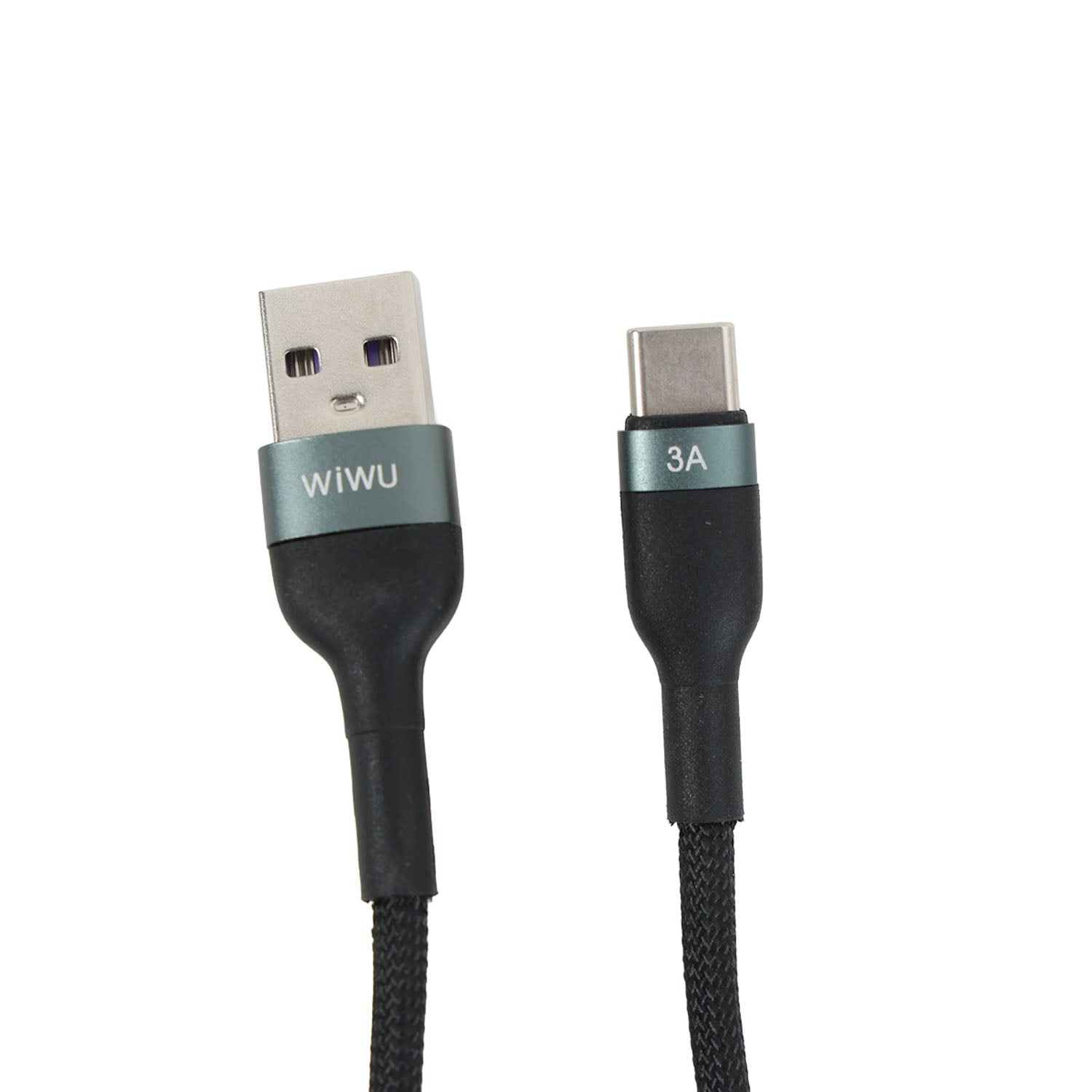 USB Type-C 1.2 m cable, black braided USB-A to USB-C, 3A