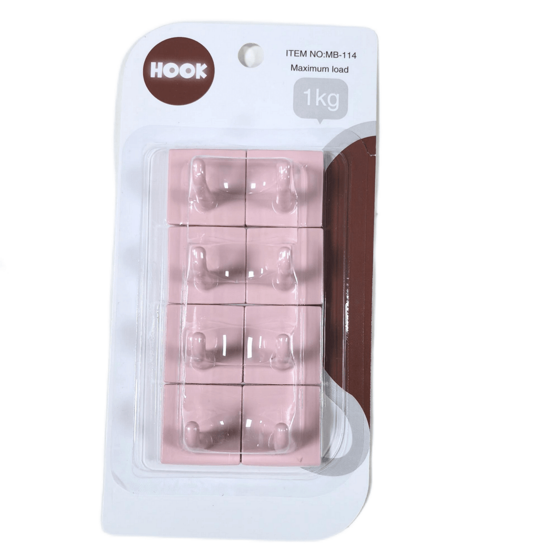 Self-adhesive hook set, pink, blister pack labeled max load 1kg