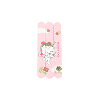Pink 3-piece nail file set with cute character graphic and flower accents