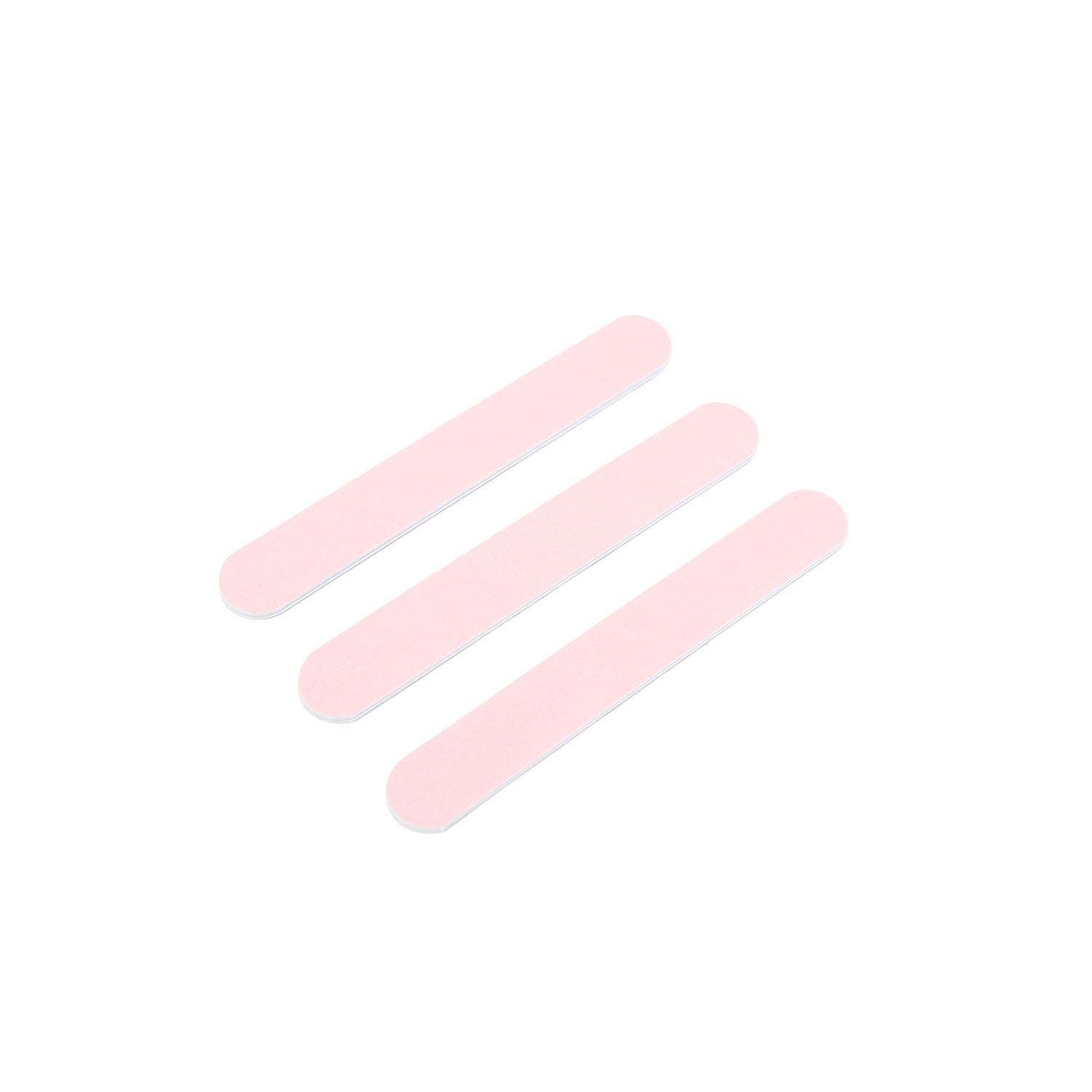 Set of three plain pink nail file strips with smooth straight edges