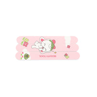 Pink nail file with cartoon character and flower decorations, marked "Beauty Tool"