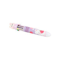 Bunny-topped multicolor ballpoint pen with pink holder and transparent ink window