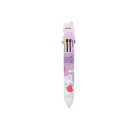 Bunny-topped multicolor ballpoint pen with white barrel and pink strawberry pattern