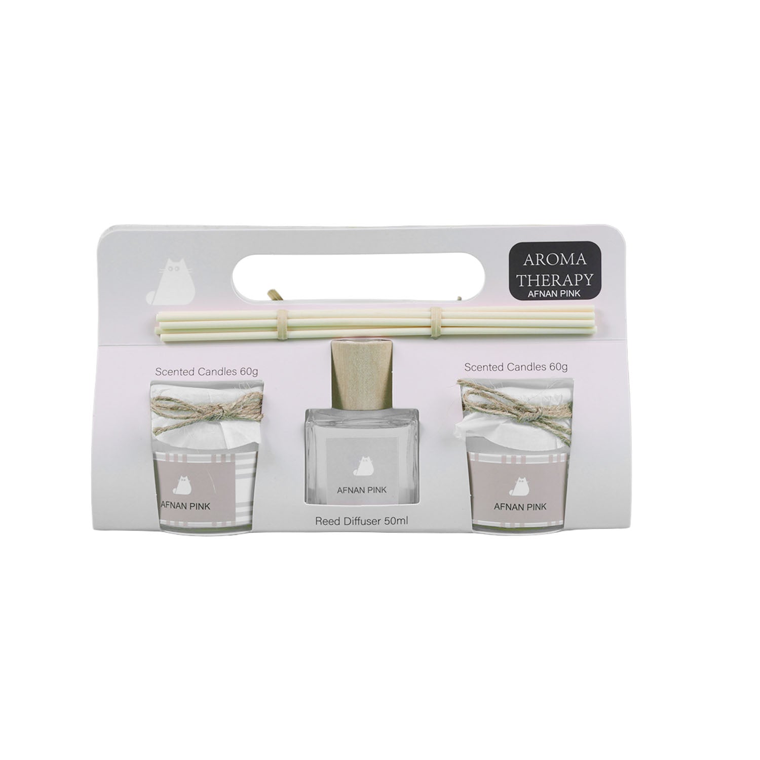 Aromatherapy50ml reed diffuser+2x60g scentedcandle