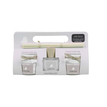 Aromatherapy50ml reed diffuser+2x60g scentedcandle