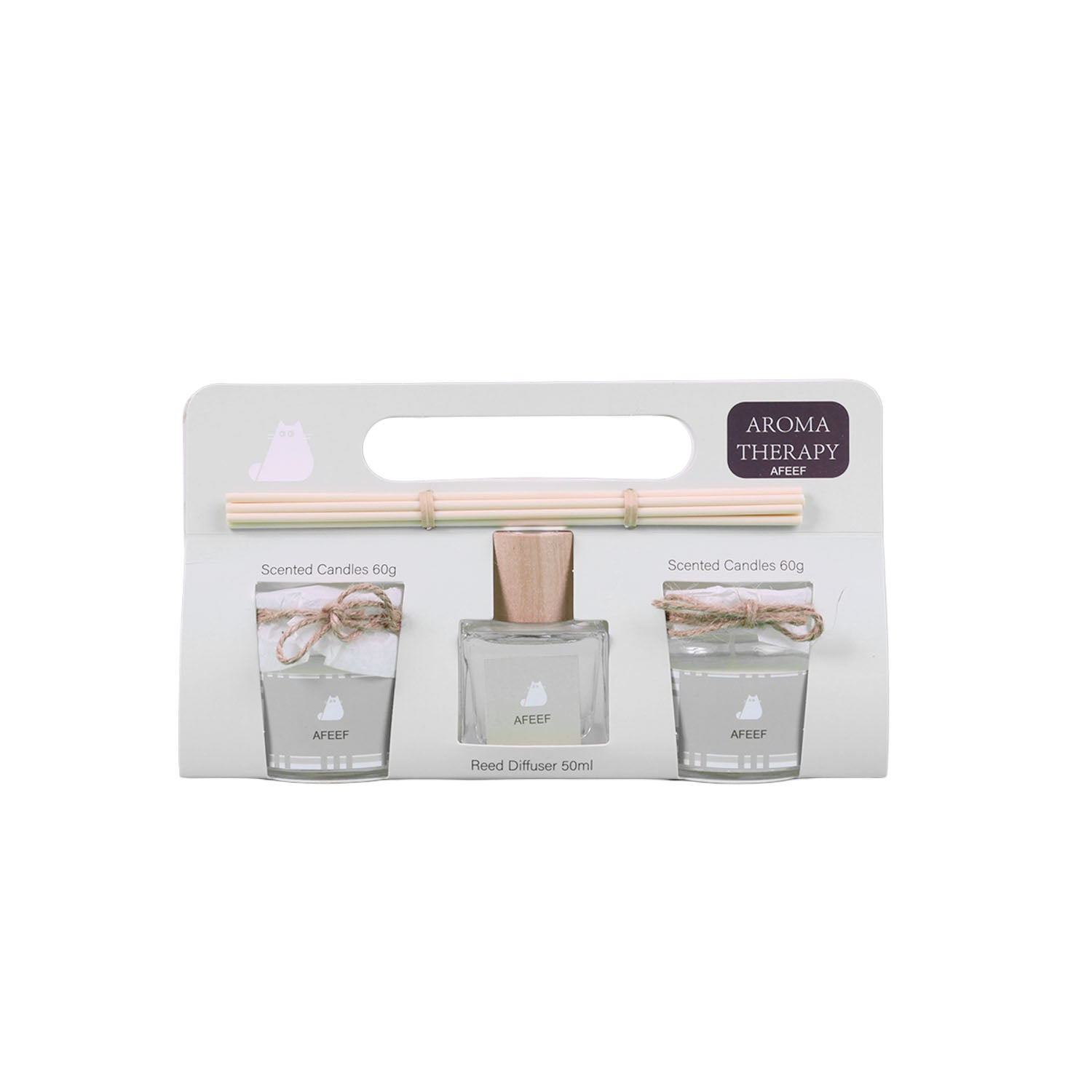 Aromatherapy50ml reed diffuser+2x60g scentedcandle