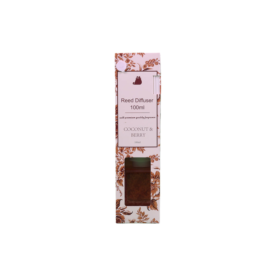 100ml reed diffuser gift box with floral pattern and Coconut & Berry label