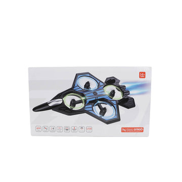 Blue and black foam aircraft shown on the retail package