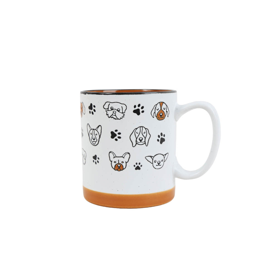400ml ceramic cup with pet faces and paw prints, orange base, white handle