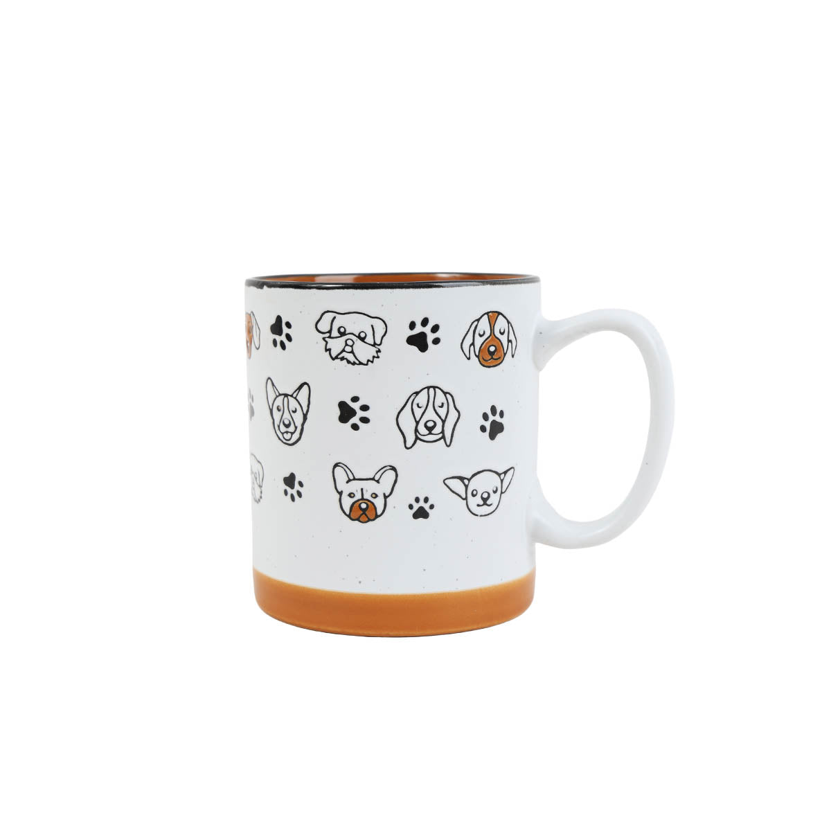 400ml ceramic cup with pet faces and paw prints, orange base, white handle