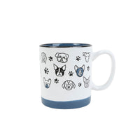400ml ceramic cup with pet faces and paw prints, dark blue base, white handle